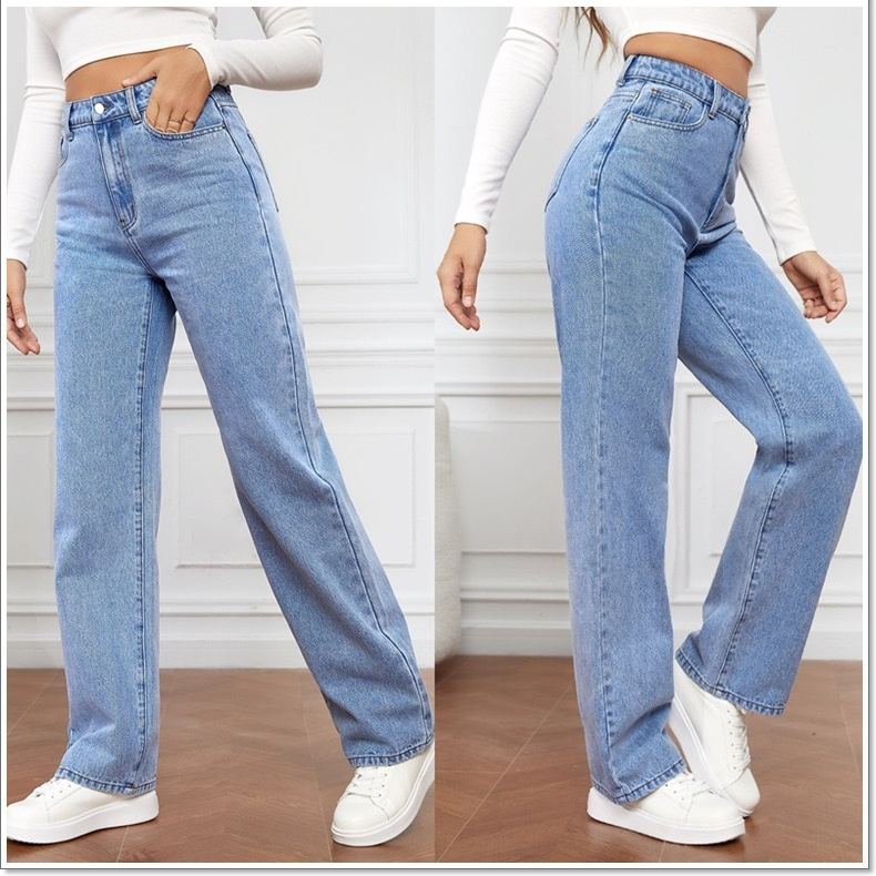 Damenjeans mit hoher Taille und geradem Bein – Klassische Stretch-Jeans für Freizeit und Büro