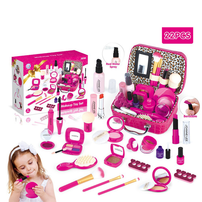 Mother & Kids Make-up-Spielzeugset mit Handtasche zum Rollenspiel – buntes Kosmetik-Zubehör für Mädchen, Rollenspiel und Anziehspaß, bunte Kosmetik