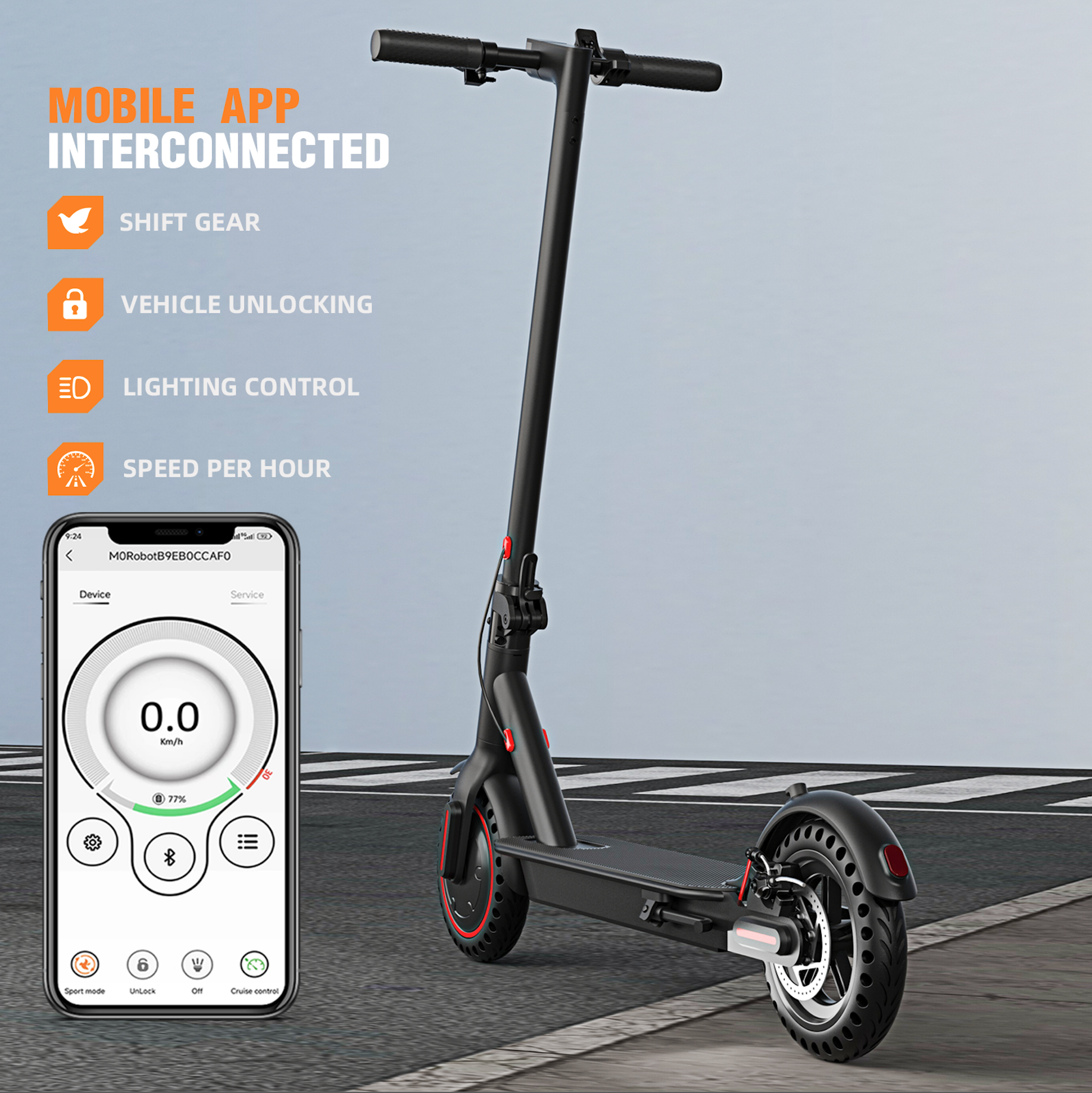 Electric Scooter 350W 30km/h APP Smart Control Scooter 8.5inch Tire Folding Electric Scooter 22miles Max Range For Adult