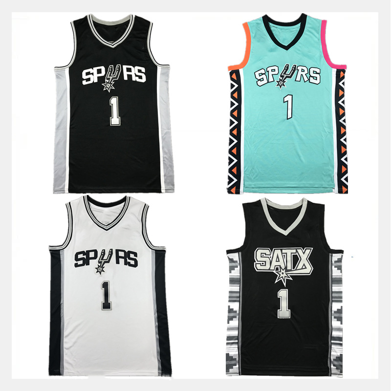 Summer jersey Spurs 1 # Wenbanyama Basketball uniform embroidered sports training men's women's vests are and