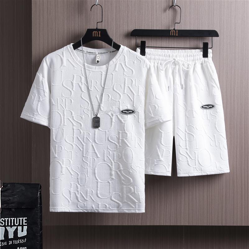Herrenbekleidung, Sommeranzug, Herrenmode, Trend, lässig, Sport, Kurzarm-Shorts, Herren-Set mit hübscher Kurzarm-T-Shirt-Kleidung