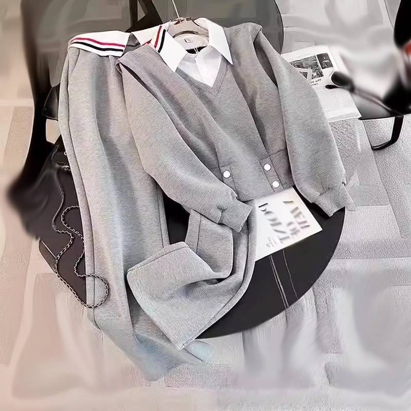 Women's Clothing Goods Temperament Leisure Sports Suit Women Autumn Fashionable Hot Two Piece Sweater High Waist Wide Leg Pants Two Piece Suit