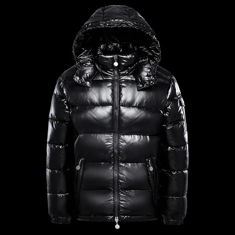 Herren Daunen jacke weiße Enten haube warm glänzende Männer glänzend schwarz rot gepolstert flauschigen Mantel Mann Winter puffer Frauen