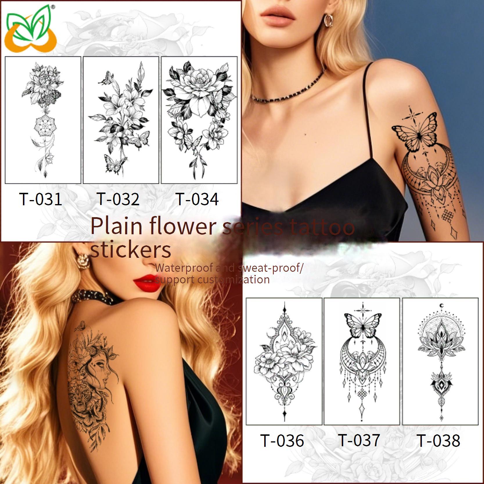 Tattoo Accesories New Spot Black And White Tattoo Stickers Waterproof And Durable Advanced Sexy Arm Female Personality Tattoo Stickers