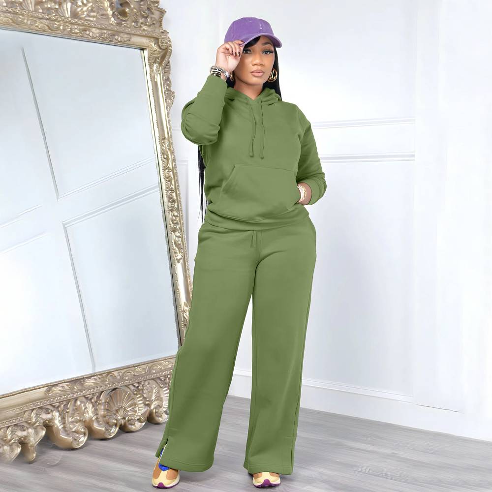 ​​Women's Fleece Hoodie & Jogger Set - Winter Warm Two-Piece Outfit For Casual & Work (Black, Wine Red, Army Green, Lavender, S-XXL)​​