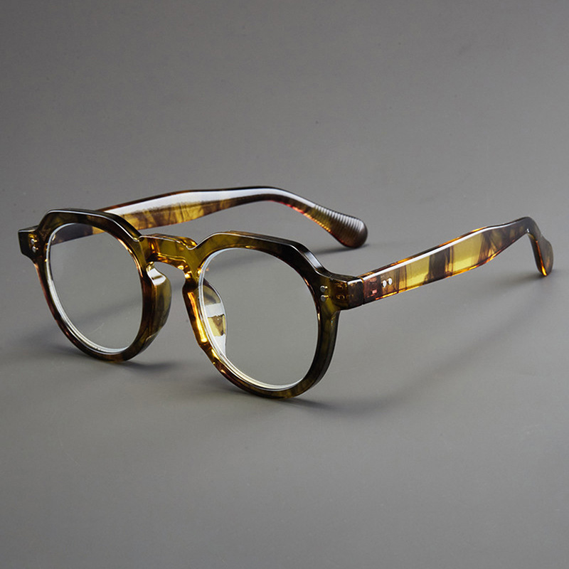 Fashion Round Frame Jelly Bag Flower Jade Feel Rice Nail Anti-Blue Light Nerd Fresh Style Non-Prescription Glasses