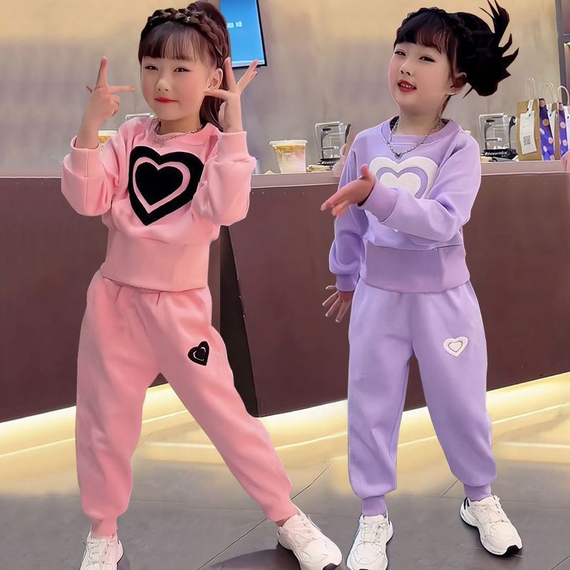 Young Girls Clothing long sleeved suits new pants stylish middle and large children's sweatshirts children's two piece suits