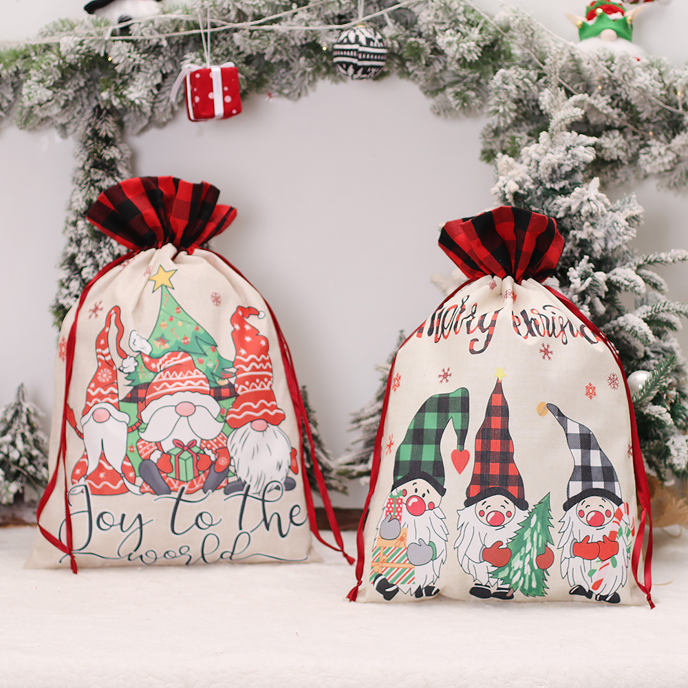 Home & Garden Christmas decorations cartoon large drawstring gift bag faceless doll gift bag Forester candy bag wholesale