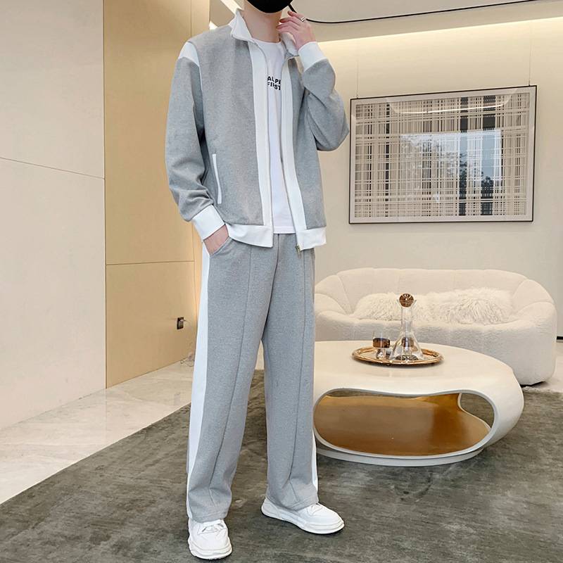 Men's Clothing New spring and autumn young and middle aged men's casual sports fashion suit zipper cardigan jacket trendy handsome two piece suit
