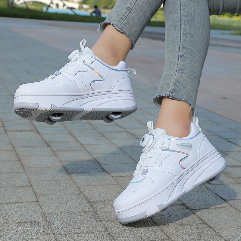 Children's Shoes New Style Running Shoes Boys And Girls Students Four Wheel Roller Skates Adult Double Wheel Deformation Skating Wheel Flying Shoes