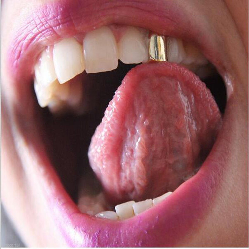 Hip Hop Gold Grillz Single Tooth - 24K Gold Plated Dental Jewelry For Men & Women - U-Shaped Design In Gold, Silver, Rose Gold & Gunmetal