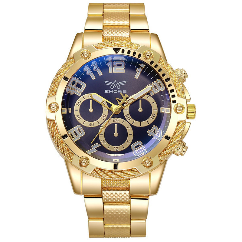 watch men's watch watches alloy blue light  Three-eye quartz watch men's large dial men's watch
