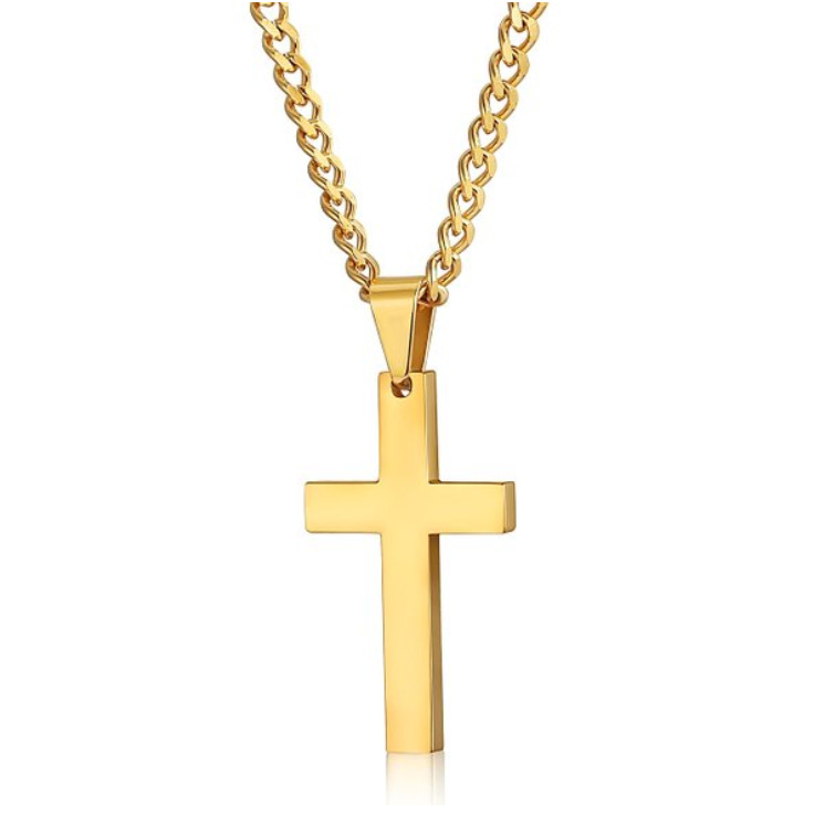 Fashion Cross Necklace Women Men Stainless Steel Christian Charm Necklace Boys Girls Punk Hip Hop Friendship Jewelry