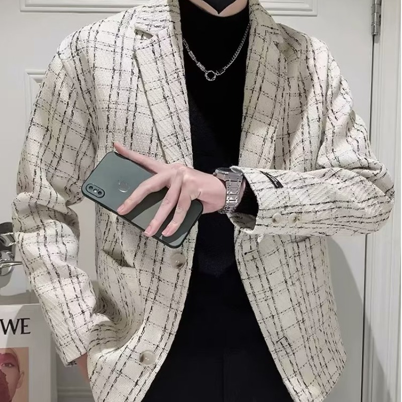 Xiaoxiang style for men, trendy brand, high-end sense, casual and handsome, British style, autumn small suit jacket