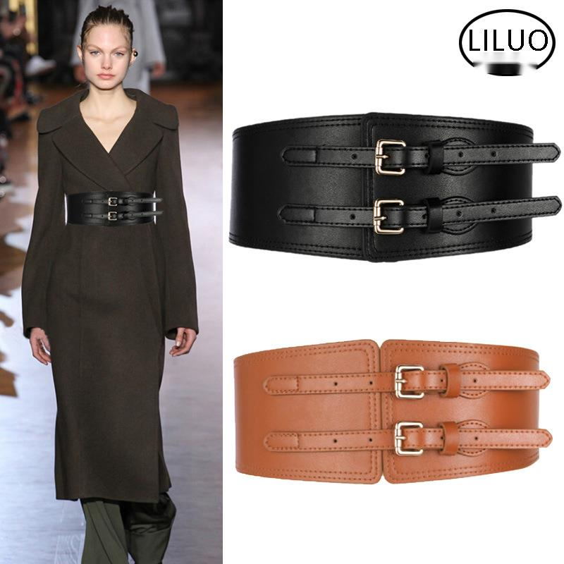 Neue Kollektion Taille Vielseitiger schwarzer Gürtel Verzierung Taillenverschluss für Damenoberbekleidung Elastischer breiter Gürtel mit Mantel, Anzug und Rock