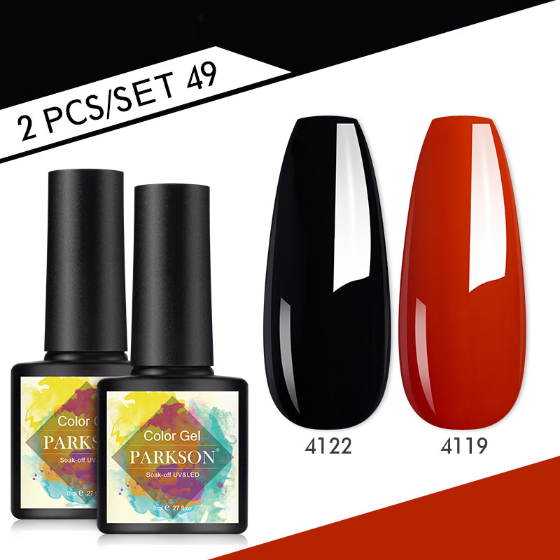 Parkson 2PCS Gel Nail Polish Set Long Lasting LED Soak Off Gel Varnish Nail Polish White Black Color Kit French Manicure Gel