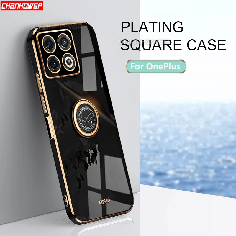 Luxury Plating Ring Holder Phone Case For OnePlus 10 Pro 9 Pro 9R T Shockproof Soft TPU Stand Back Cover For One Plus 8T Cases