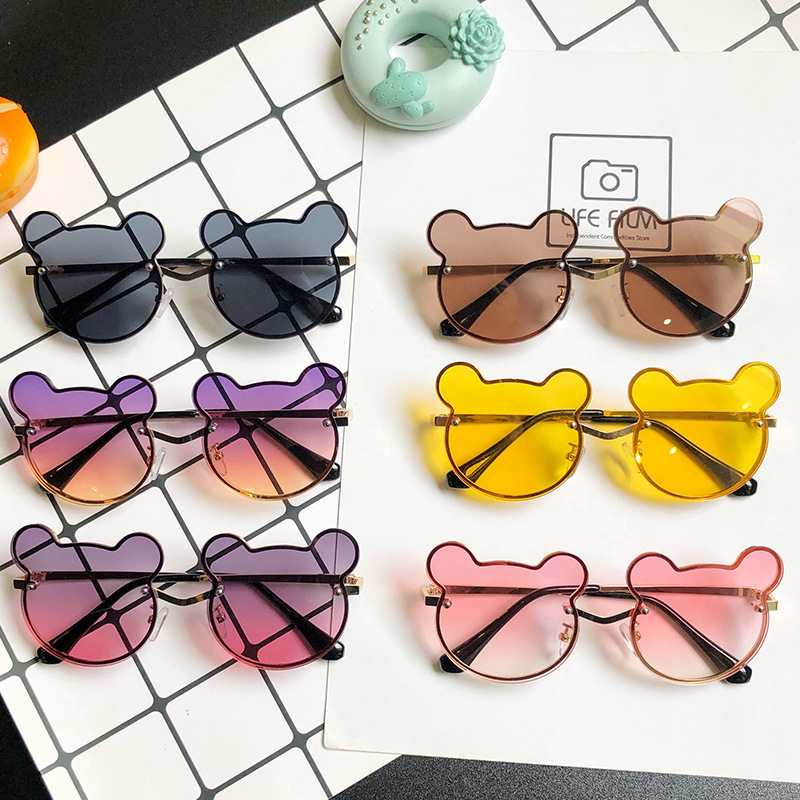 Mother&Kids Children's sunglasses Cartoon fashion metal frame baby sunglasses street photo bear frame sunshade mirror