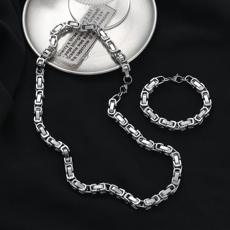 1 Stück Edelstahl-Kaiserkette Herren Leichte Luxus-Halskette Titanstahl Königskette Handgefertigtes quadratisches Spleißrücken-Kettenarmband