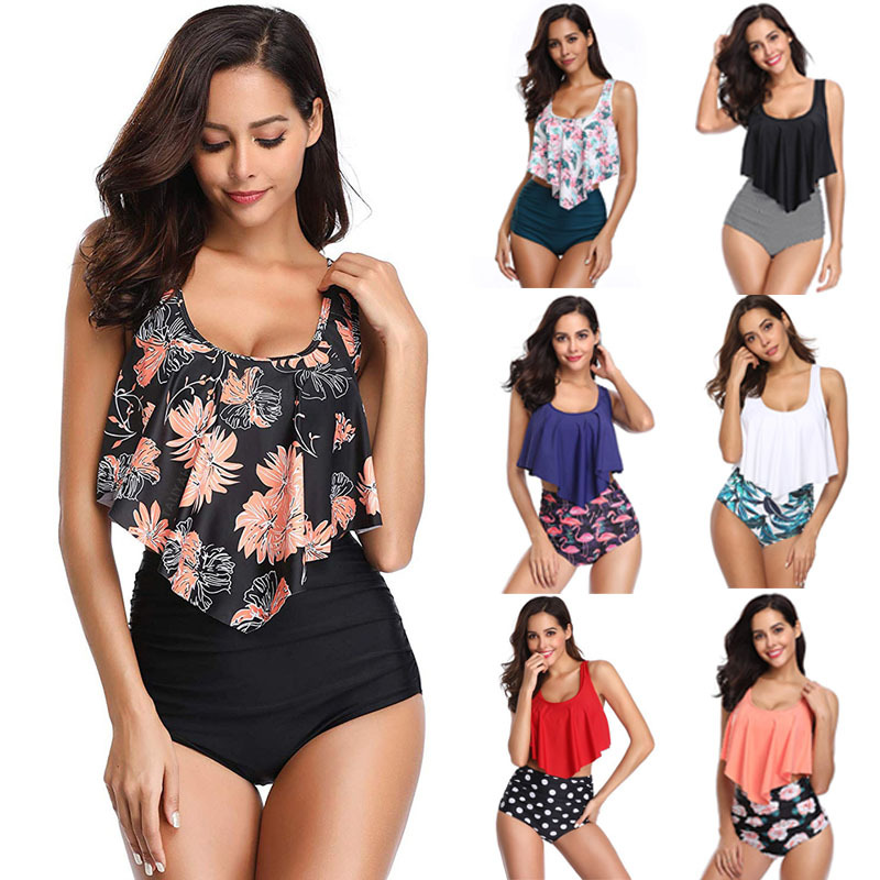 2022 New Women's Bikini Bikini Split Conservative High Waist Swimwear