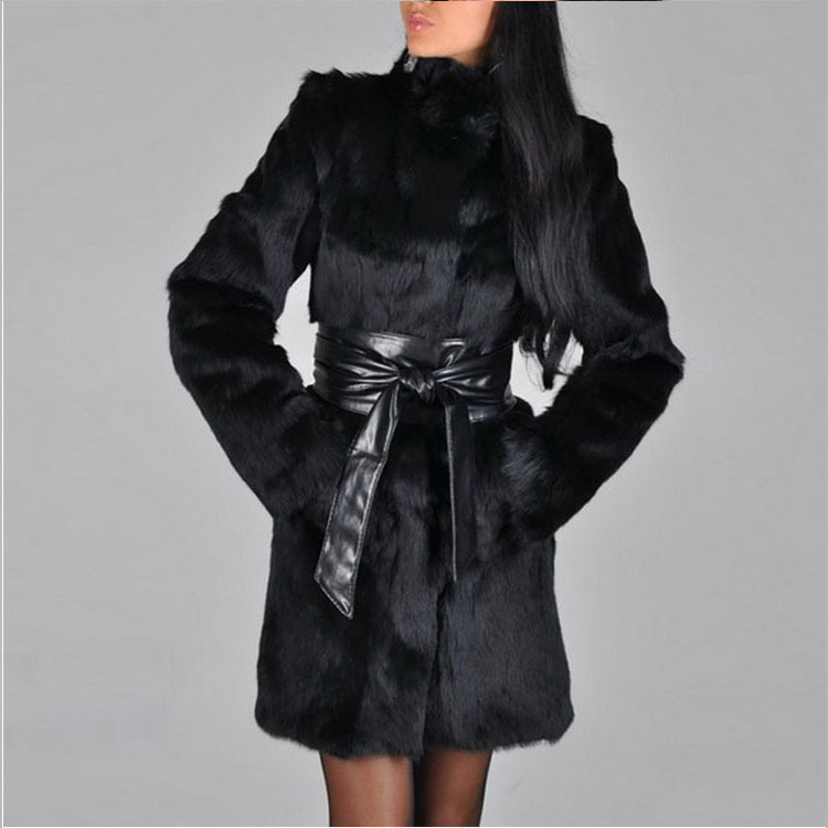 Women's Clothing Fur Mink Coat Fox Fur Coat Mid-Length Fur Belt