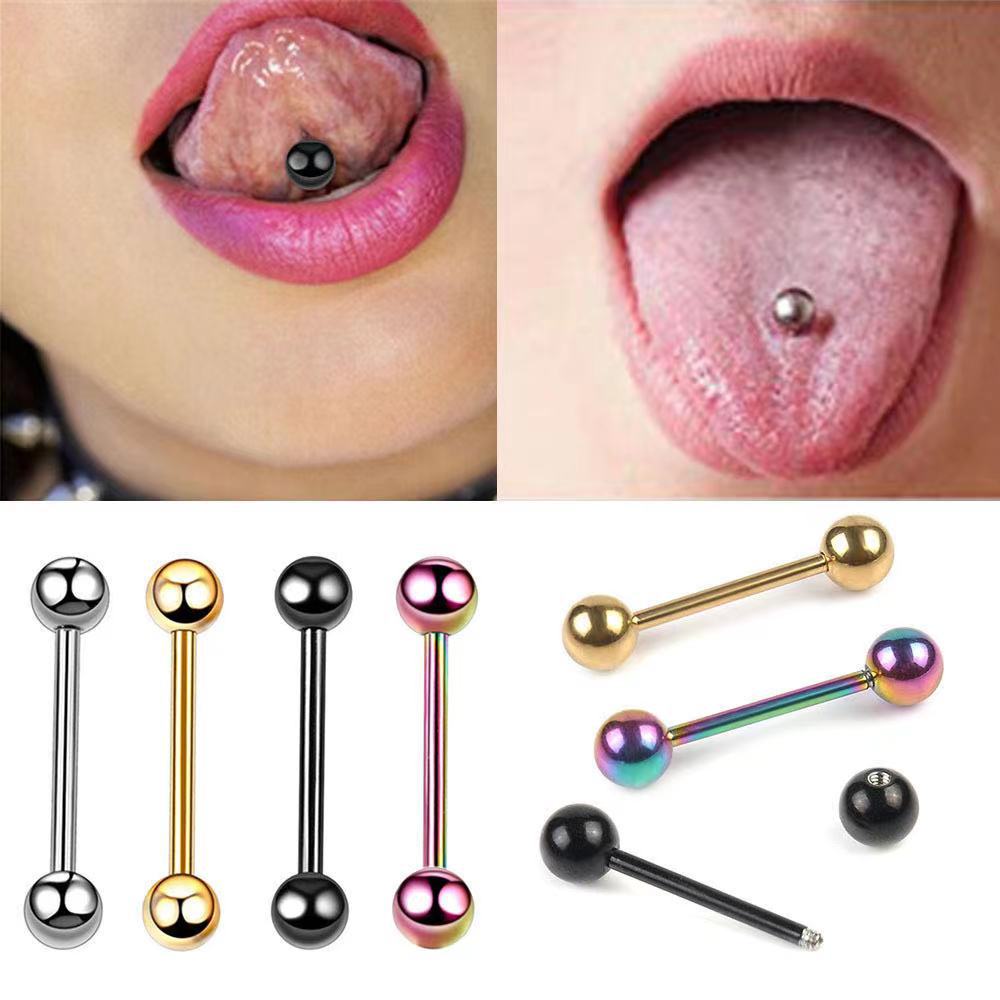 Unisex Jewelry Fashion fashion trendy titanium steel long rod ear bone nail tongue nail piercing jewelry colorful color combination