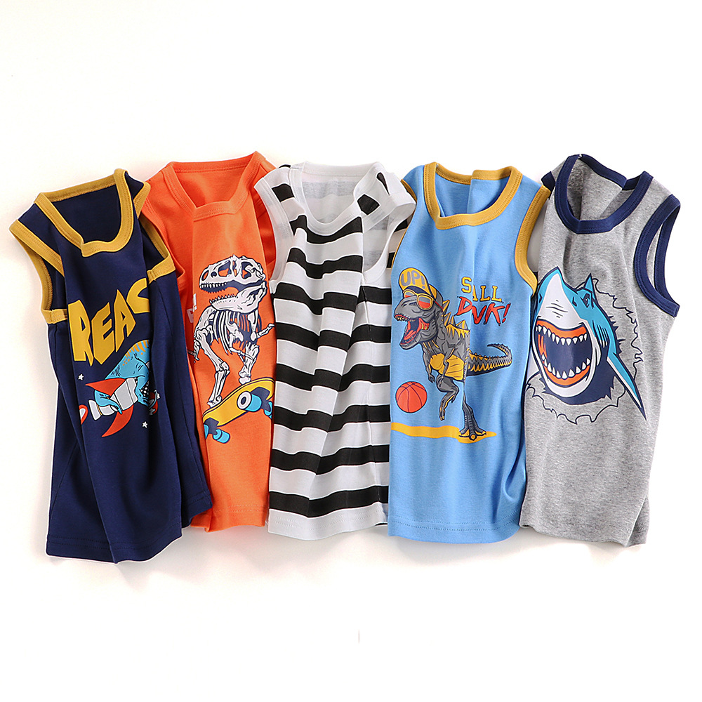 Mutter & Kinder kinder weste reine baumwolle sommer reine baumwolle atmungs cartoon dinosaurier druck baby mädchen tragen baumwolle jungen kleine weste