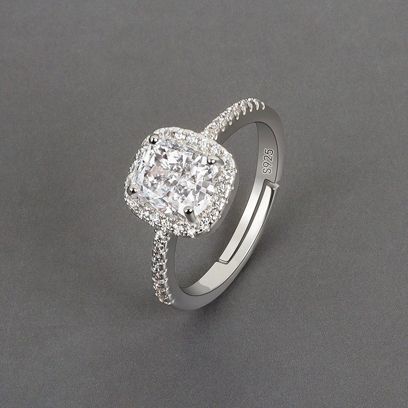 Rings Classic Eight Hearts And Eight Arrows Sugar Cube Diamond Ring Copper Inlaid Zircon Open Ring 2 Carat Luxury Engagement Ring