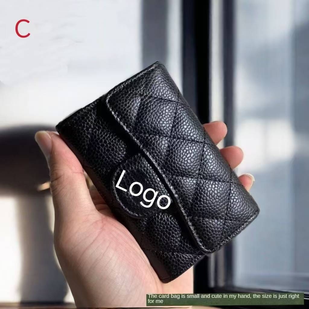 New Change Leather Bag Card Bag For Women's Small Fragrance Diamond Exquisite Large Capacity Business Card Bag Driver's License Caviar