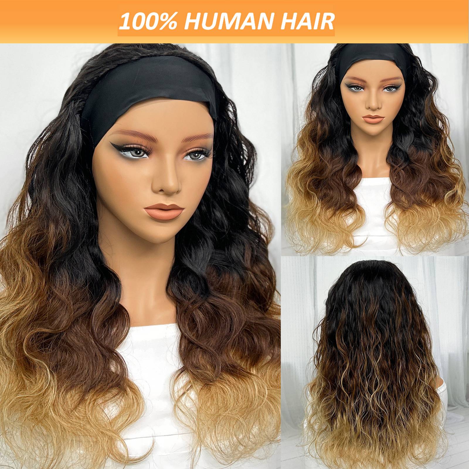 Ice silk human hair hood 100% human hair color matching body curly hair high quality human hair hood suitable for daily wear