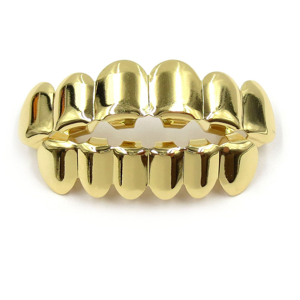 Men And Women's Jewelry Gold Plated Hip Hop Grillz Teeth Jewelry Set - Stylish & Durable For Parties, Performances & Everyday Wear (Sizes 7-11)