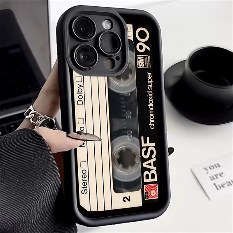 Case For IPhone 16 15 14 13 12 11 Pro Max Magnetic Tape Pattern Soft Phone Cover For IPhone XS Max XR X 7 8 Plus SE 2022 Fundas