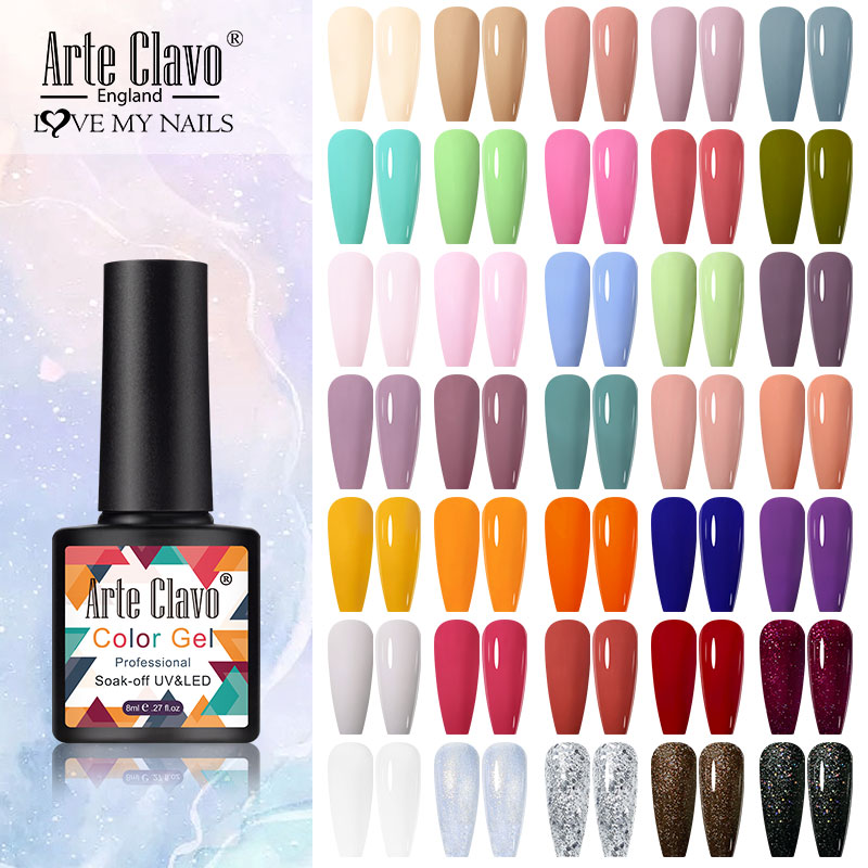 Arte Clavo 114 Colors 8ML Gel Nail Polish Red Glitter Sequins Manicure Base Matte Top Coat Soak Off LED UV Nail Art Gel Varnish