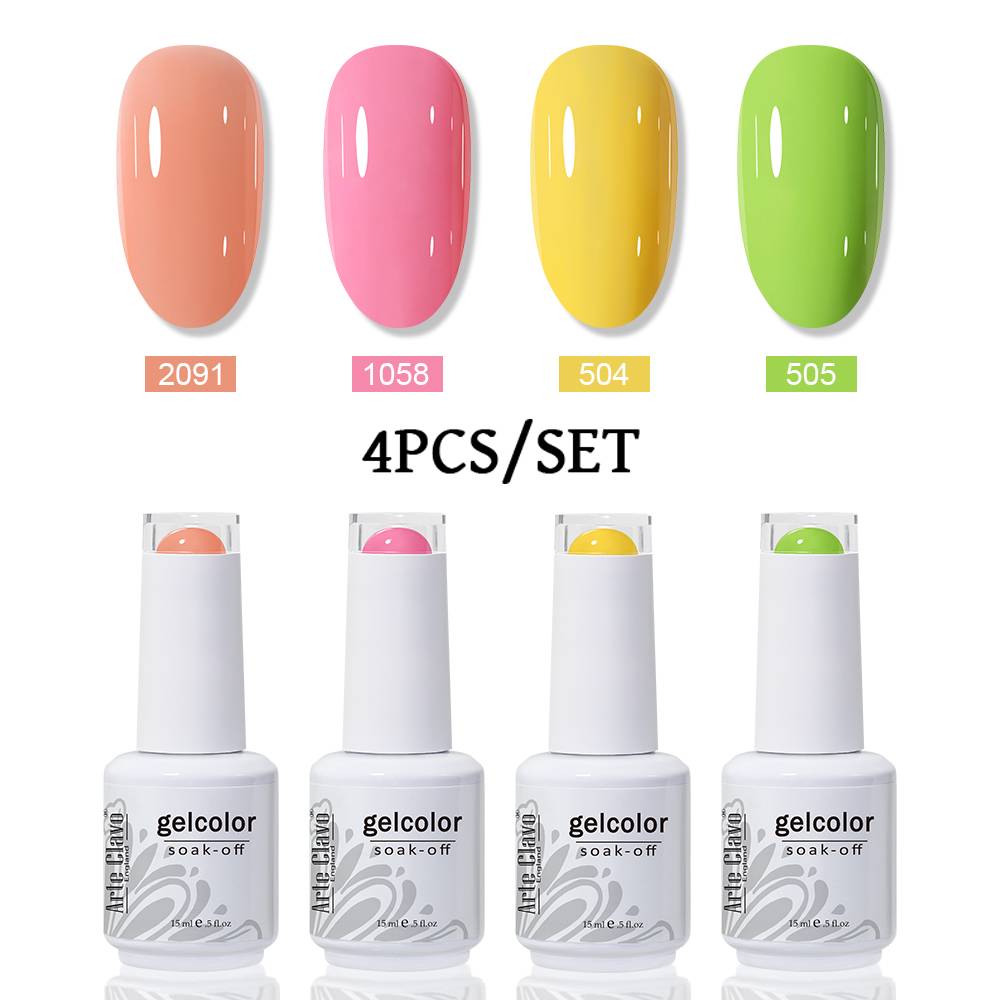 Arte Clavo 4pcs Gel Nail Kit Professional Gel Nail Polish Set Pure Glitter Colors Gel Varnish Semi Permanent Gel Polish Kit