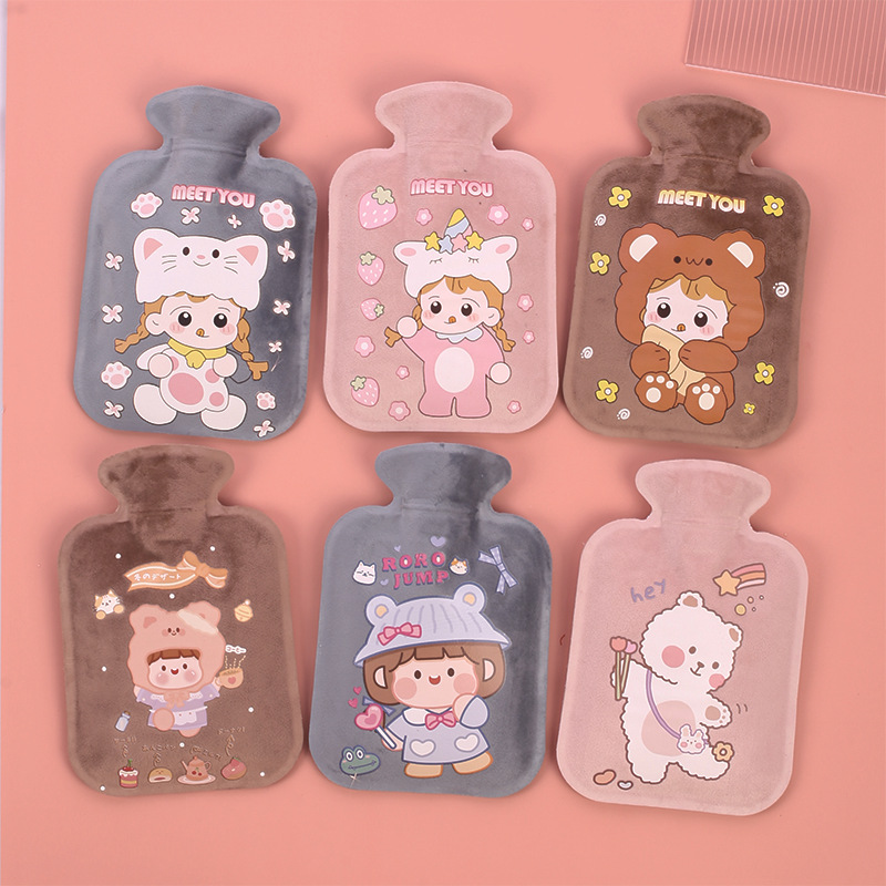 Warm supplies short plush hot water bag water filling warm water bag student gift printed LOGO water filled warm handbag wholesale