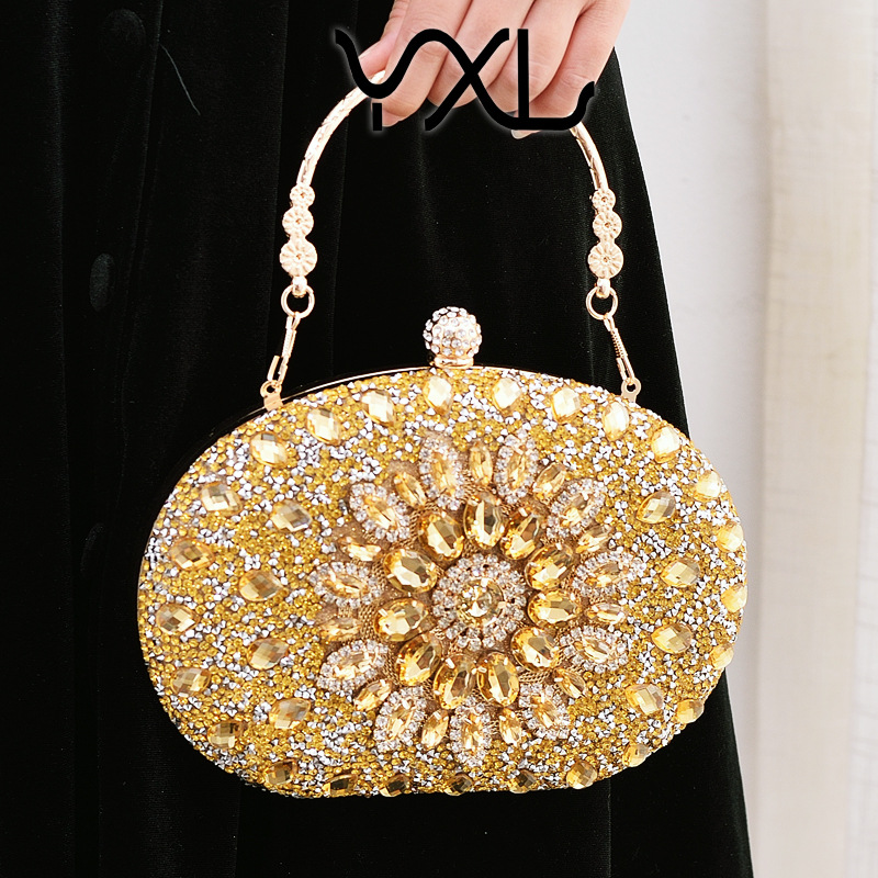 sunflower Dinner Bag, Fashionable Banquet Clutch Bag, Dress Evening Bag, Diamond Bag Party Bag
