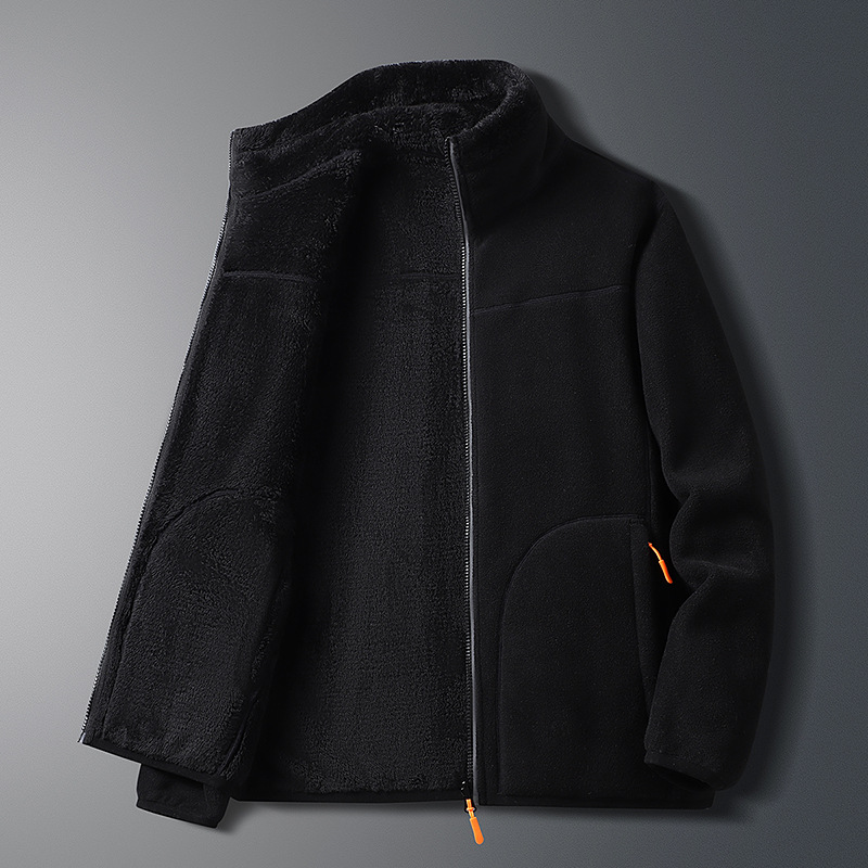 Men's Fleece Extra Thick Hoodie Double-sided Fleece Jacket Fleece Fleece Jacket