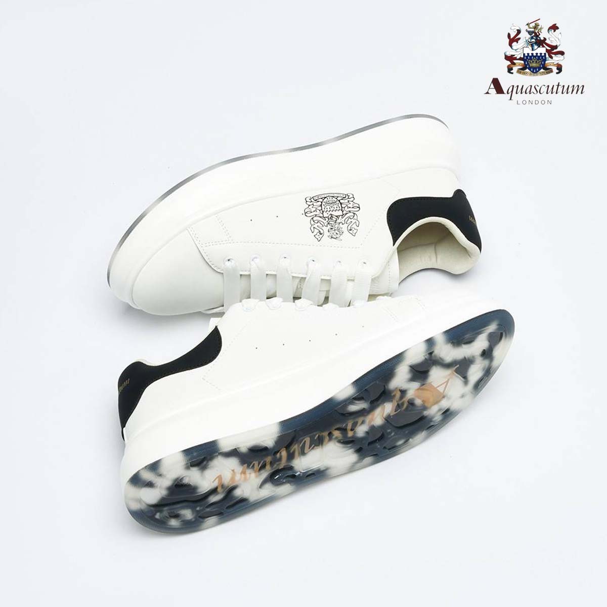 Aquascutum Comfortable trendy casual versatile thick-soled white sneakers couple shoes