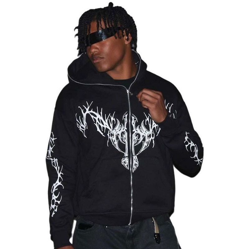 European And American Autumn And Winter New Hoodie Print Gothic Streetwear Fashion Punk Sports Y2k Hooded Sweatshirt Trend