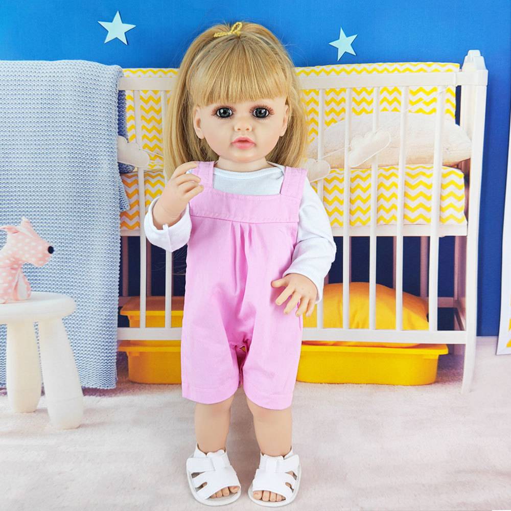 55cm Soft Vinyl Raw Doll Simulation Baby Toy Girl Princess Dress Up Blonde Doll Birthday Gift