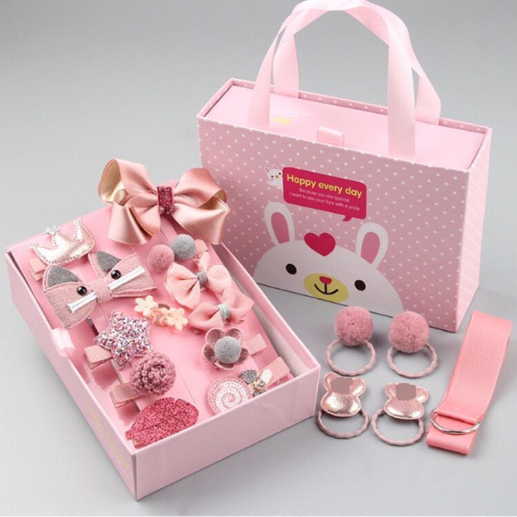 Kids Clothing 18 Piece Set Portable Gift Box Hair Rope Princess Little Girl Hair Rope Baby Hair Clip Gift Box Set