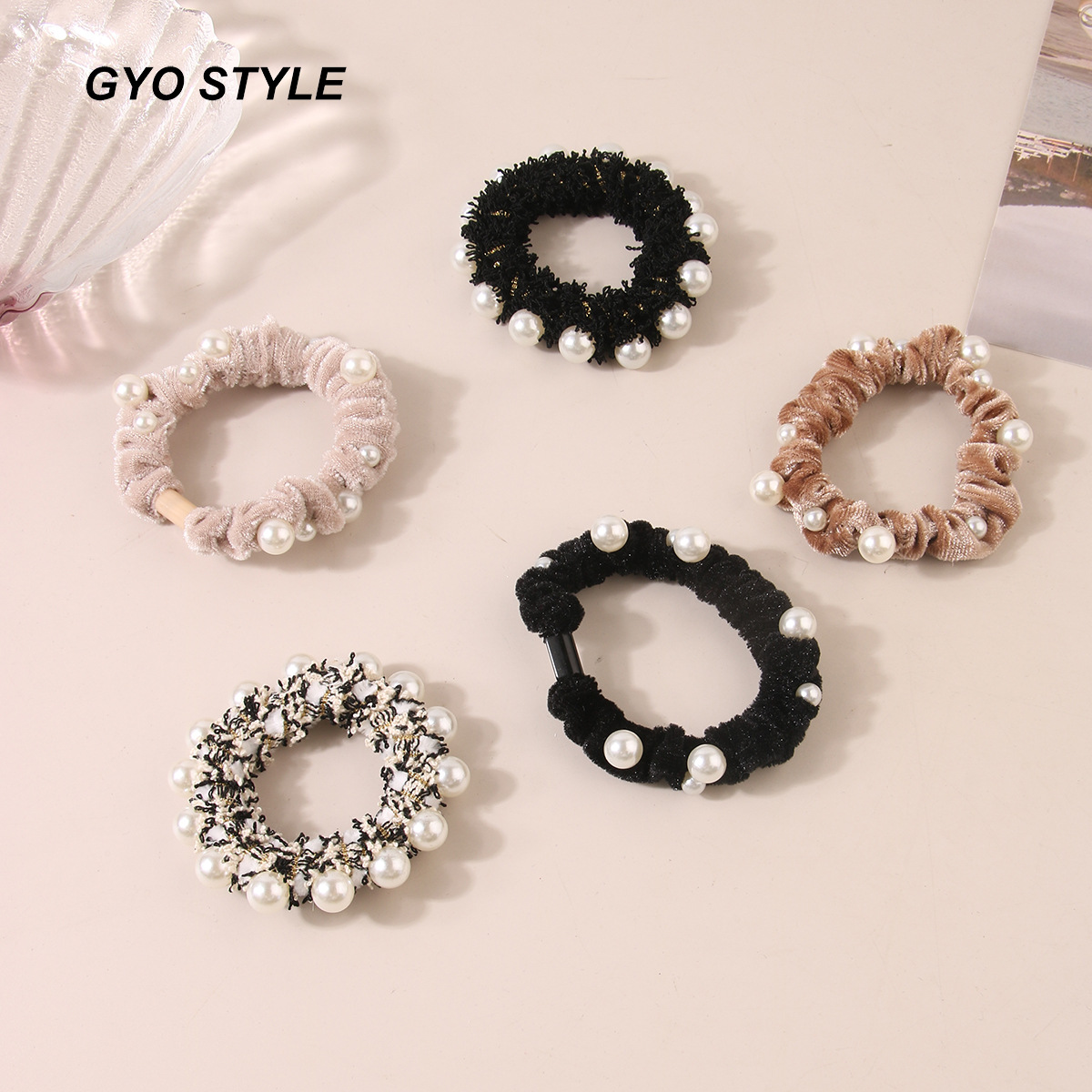 Velvet pearl hair ring head small intestine hair ring female ponytail hair rope hair accessoriesband version of the small fragrance style