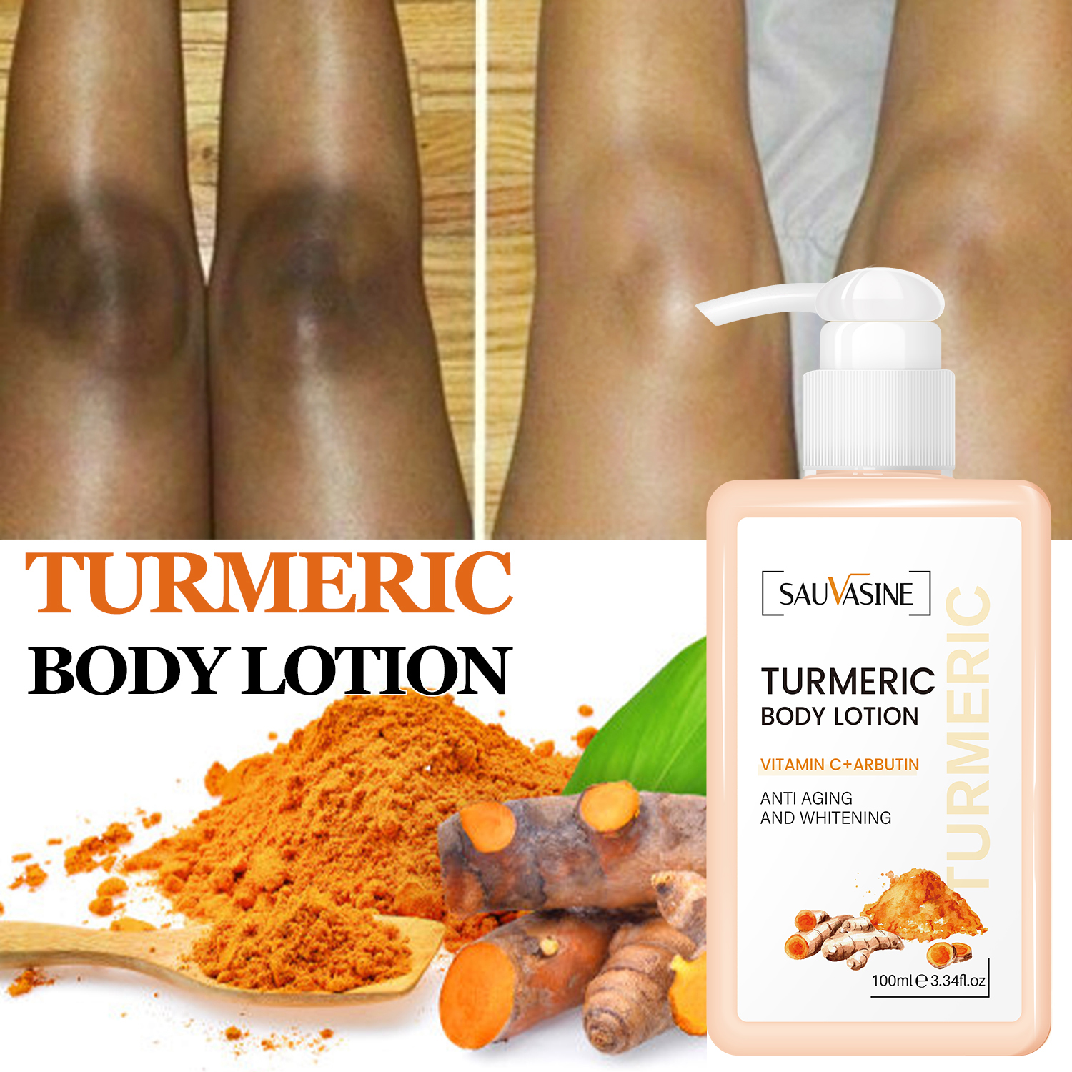 Whitening 100ml Body Cream Turmeric Body Lotion Anti Aging Long-lasting Moisturizing Smooth Skin Lightening Cream f