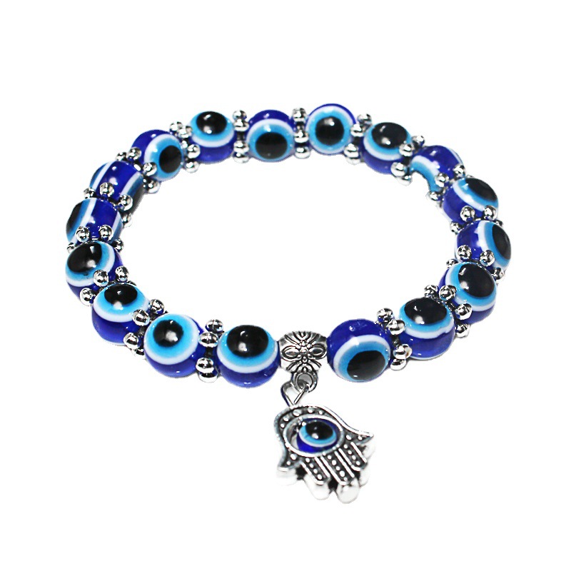 Blue Eyes Palm Fatima Hand Pendant Evil Eye Bracelet Jewelry For Women