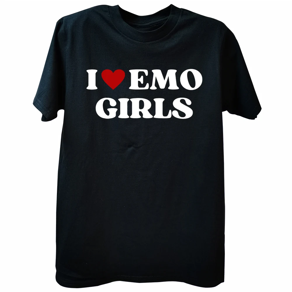 Girls Funny Quote Red Heart T Shirts Hip Hop Streetwear Short Sleeve Birthday Gifts I Love My Emo Gf T-shirt Men