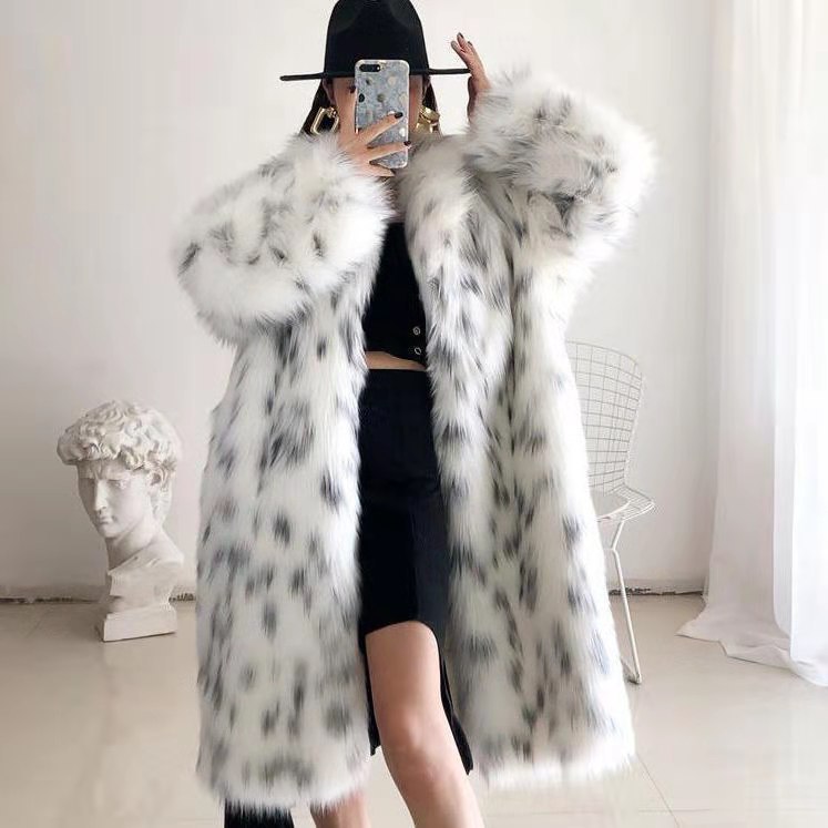 Women's Clothing Women's Fur Coat Large Size Women's Long Waist-less Long Sleeve Fox Fur Coat For Women
