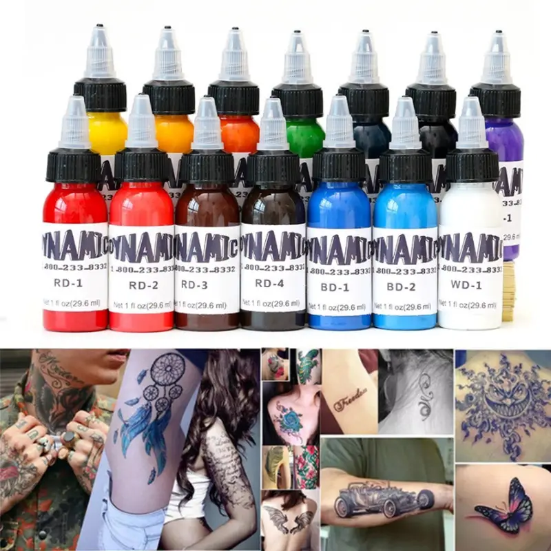 Set, 14 Colors 30ml/1oz Professional TattooInk, Natural Plant Micropigmentation Pigment, Permanent Tattoo Ink, For Body Art