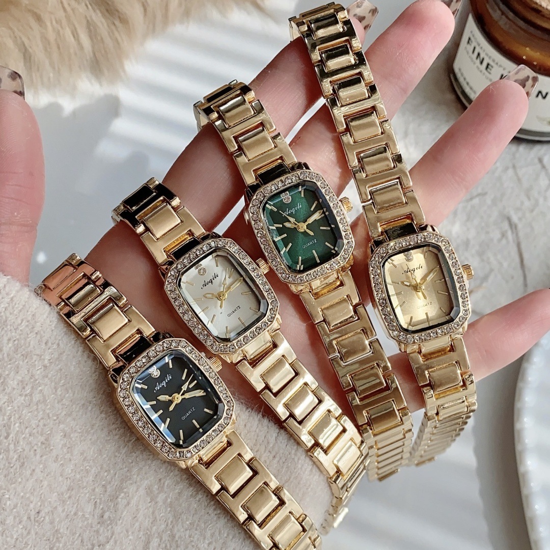 Women's Bracelet Watches New Simple Fashion Diamond Studded Ladies' Watch Square Watch Niche Light Luxury Quartz Watch Bracelet Watch