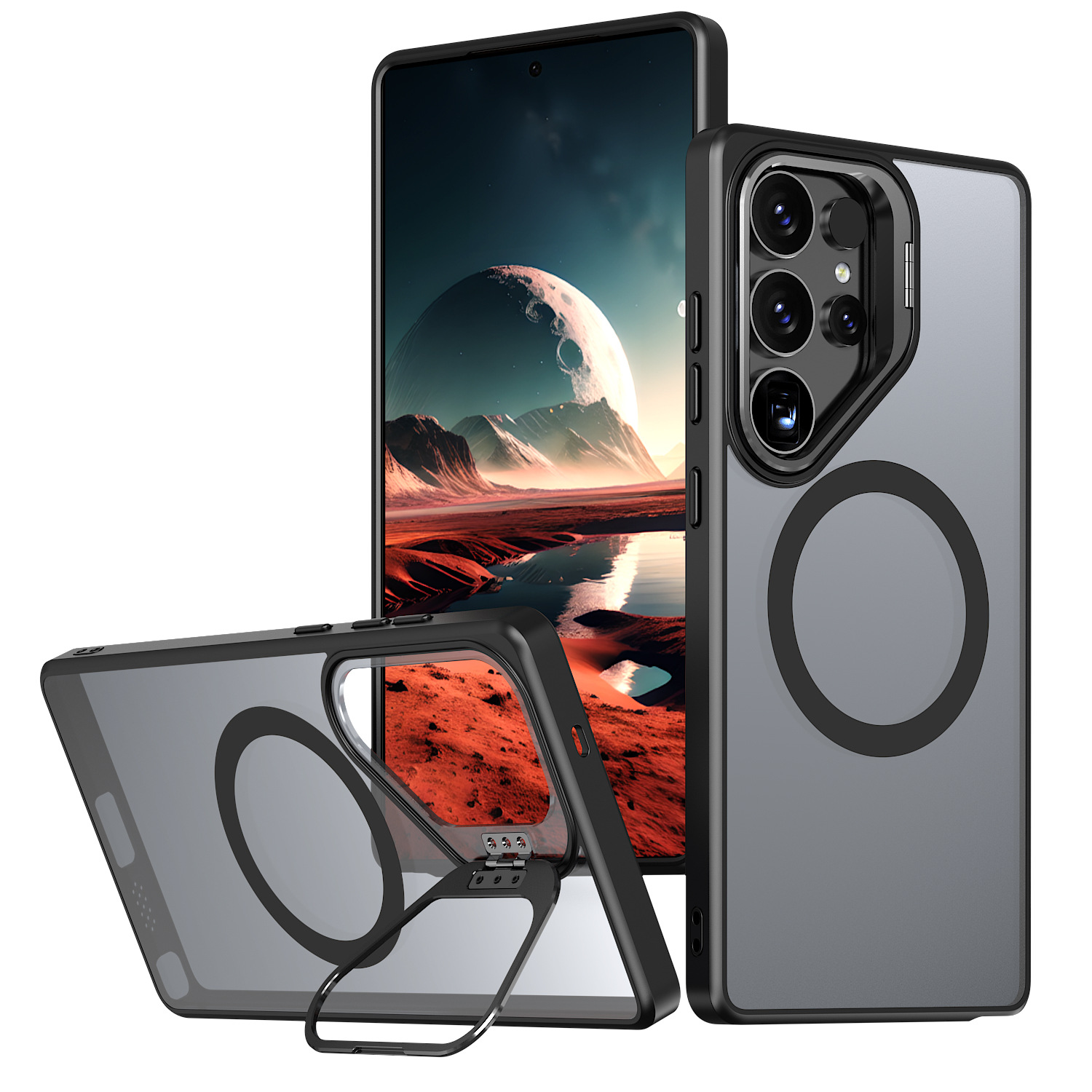 Phone Case & Covers Extraordinary Crystal Armor Car Magnetic Suction Anti Fall Mobile Phone Case Samsung Rotating Bracket