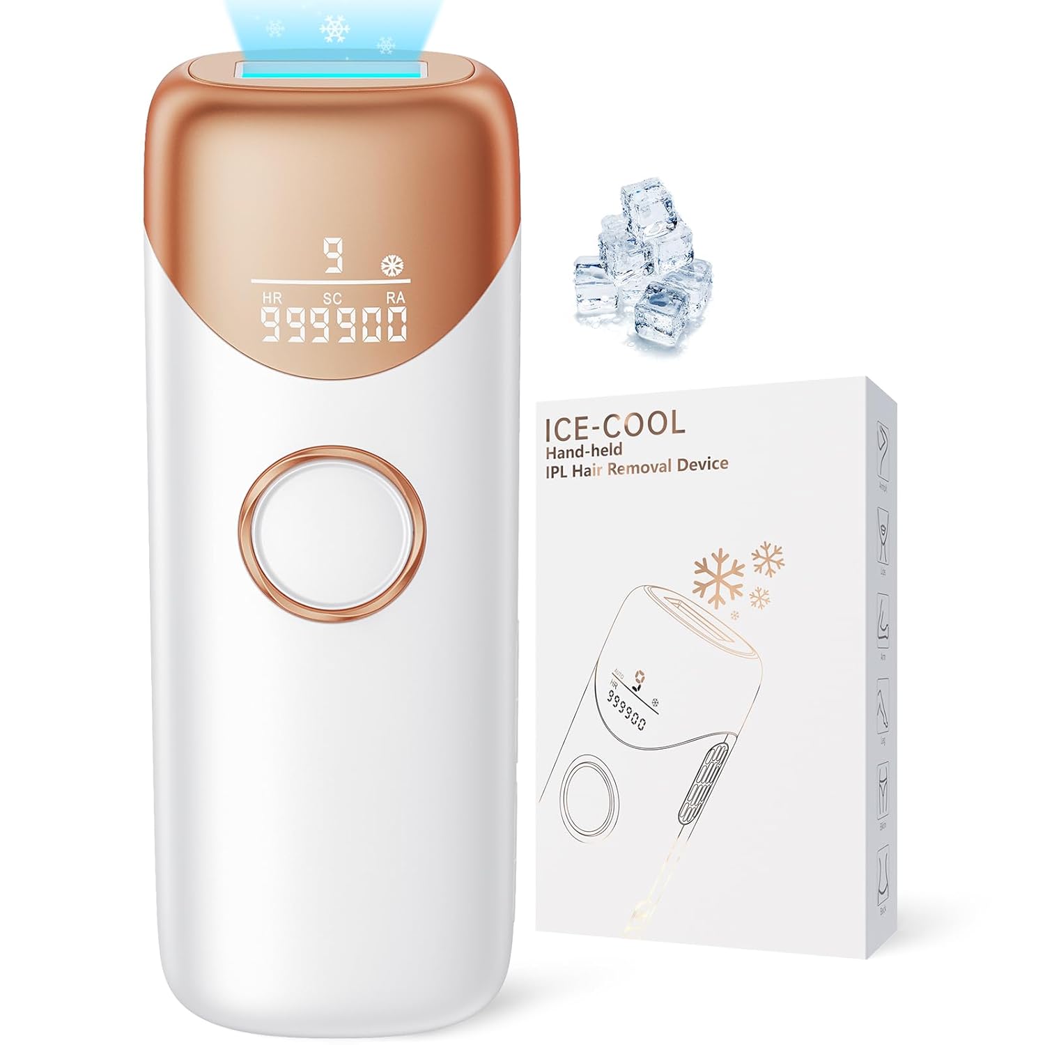 Painless IPL Laser Removal Device With 5℃ Ice Cooling, 3-in-1 Permanent Hair Remover For Women & Men Gold